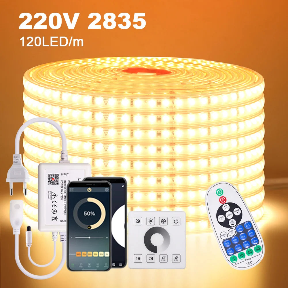 220V Wall Touch LED Strip Light Wifi Bluetooth Remote Control