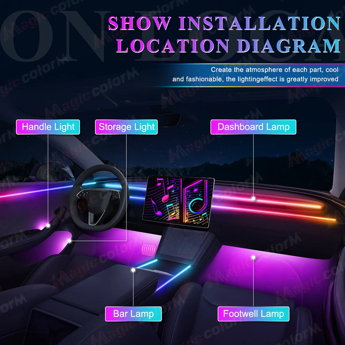 18 in 1 Led Car Ambient Lights 213 64 Color RGB Symphony