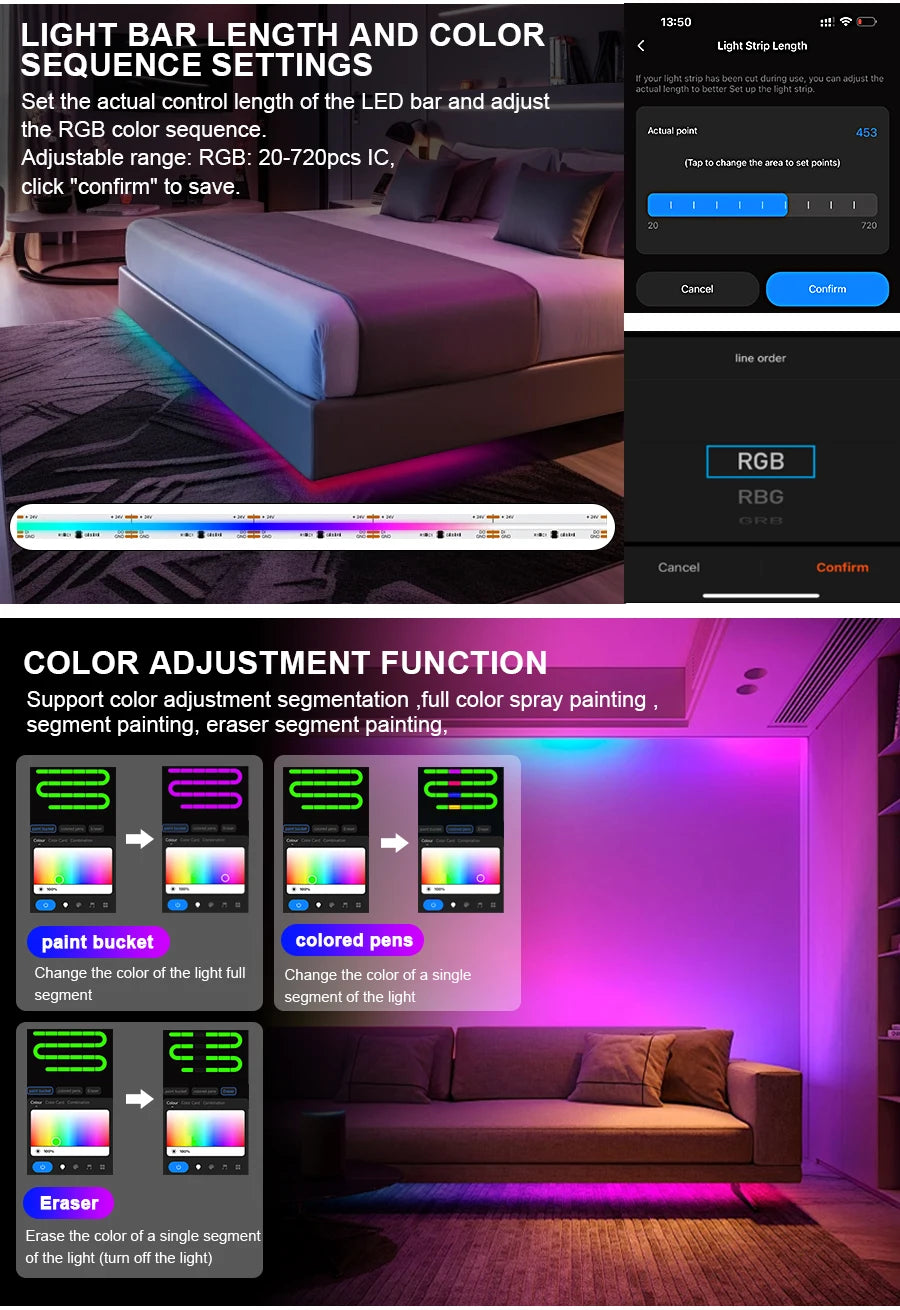 RGB-IC COB LED Strip with Tuya Wifi Controller LED Tape