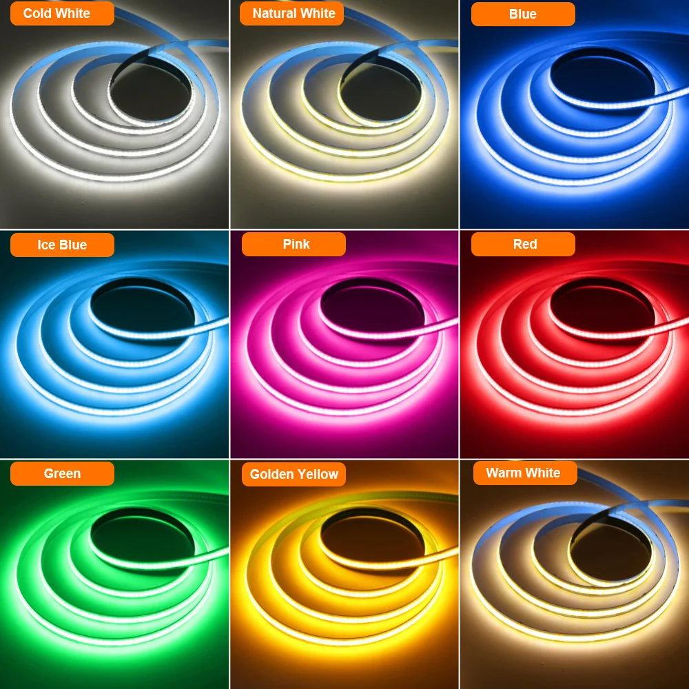 5V USB COB LED Strip Light 320LEDs Ribbon Tape Linear Lighting