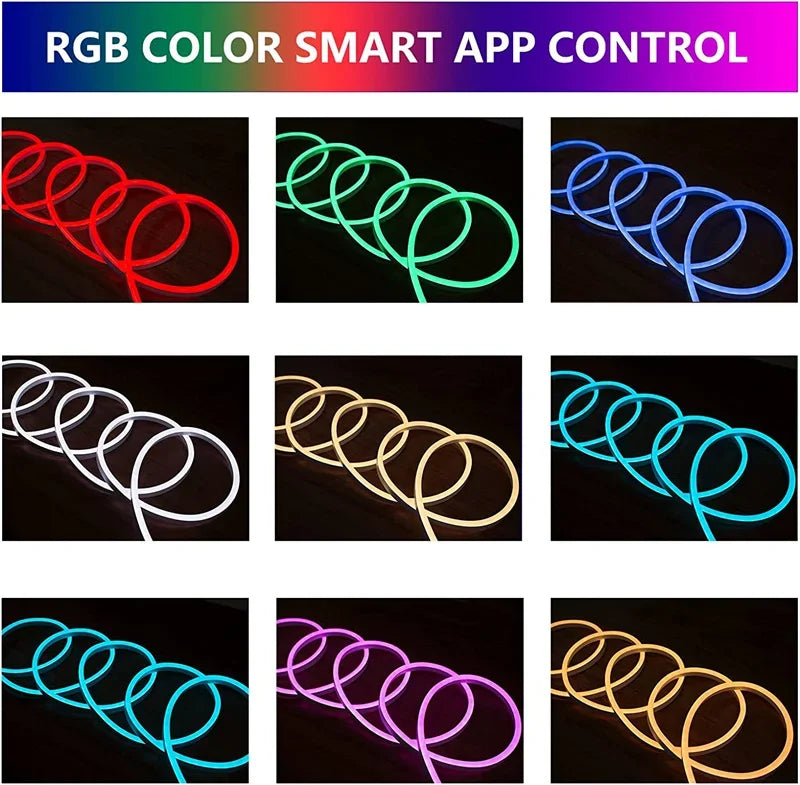 RGB LED Neon Lights with 44Keys Remote Flexible Neon Strip Lights