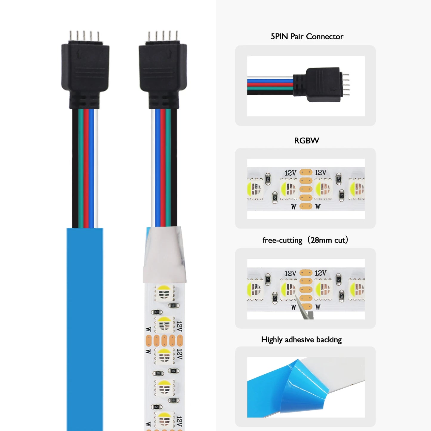 RGBW RGBWW LED Strip DC 12V 24V 4 Colors In 1 Chip Rope Light
