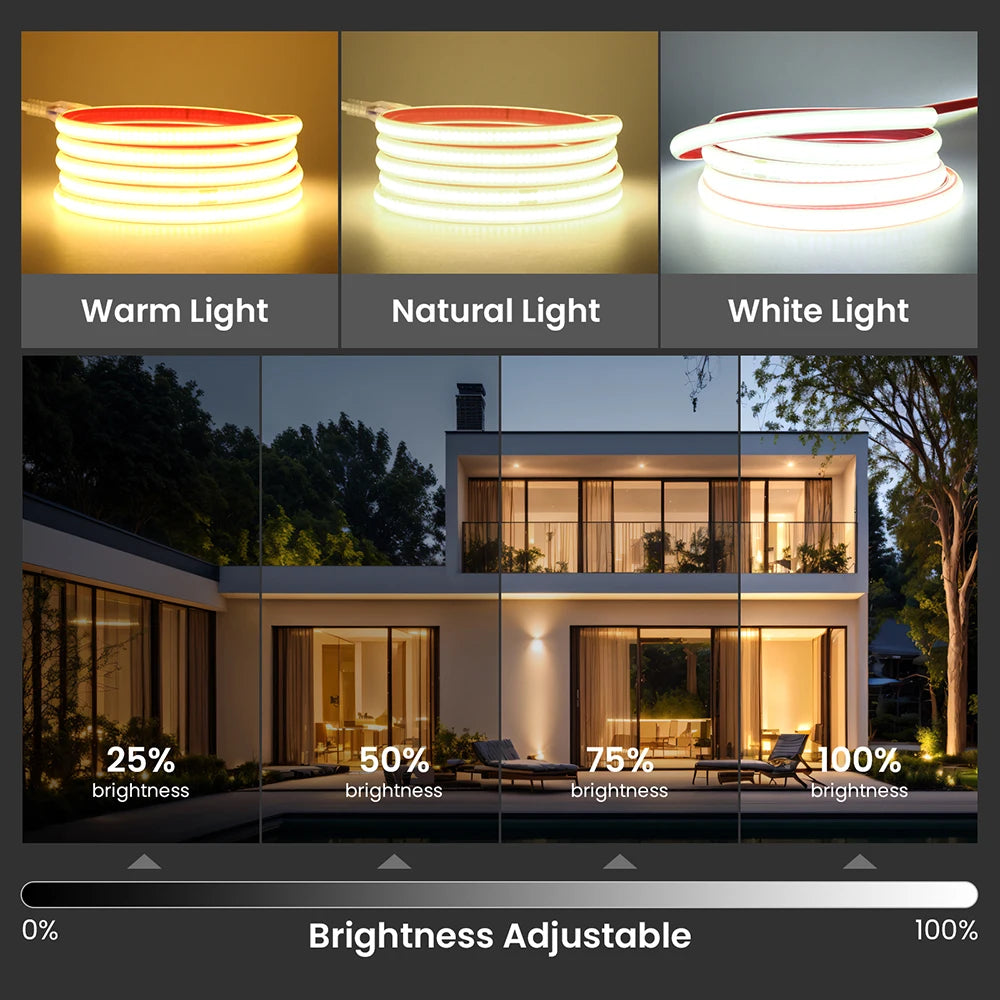 220V Dimmable COB LED Strip Light WIFI Bluetooth Wall Touch