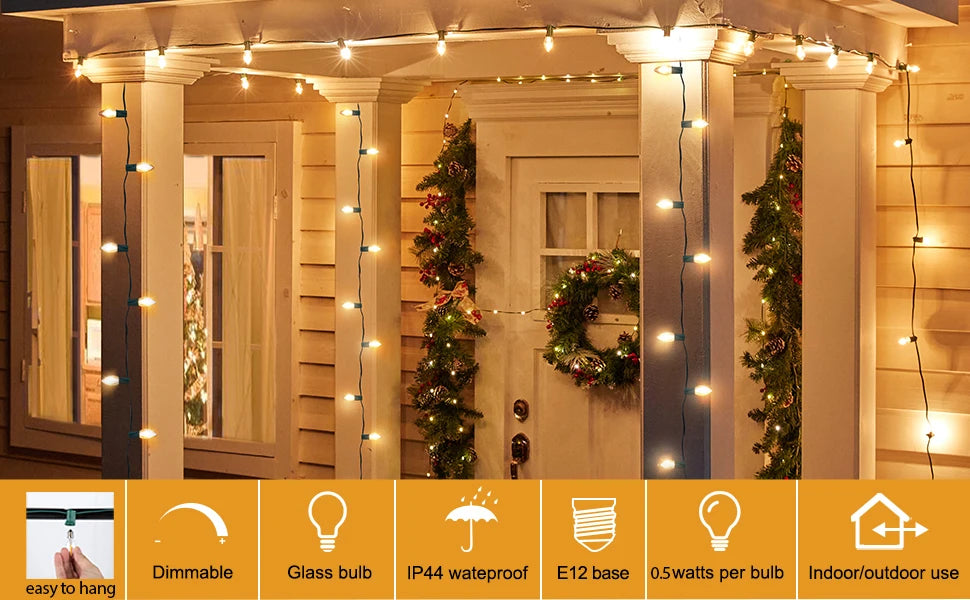 Garland C7 Candle Led String Lights Waterproof Outdoor Indoor