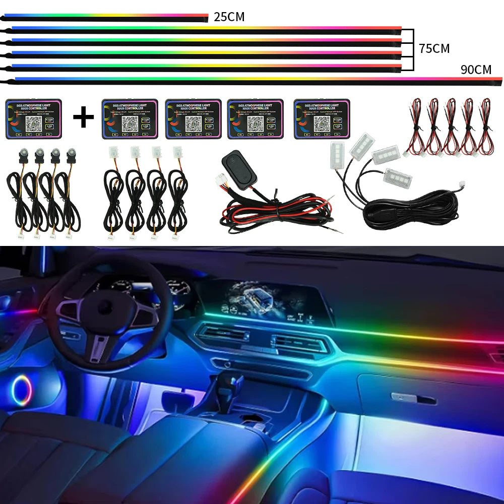 18 in 1 Car Ambient Light For BMW 64 Colors RGB LED Neon Strip