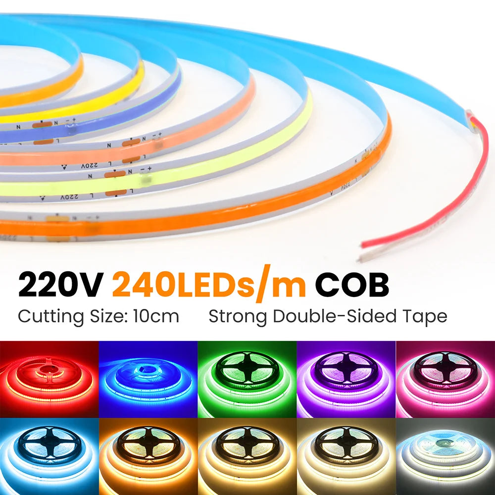 Led Strip COB 220V High Brightness Flexible Light Tape