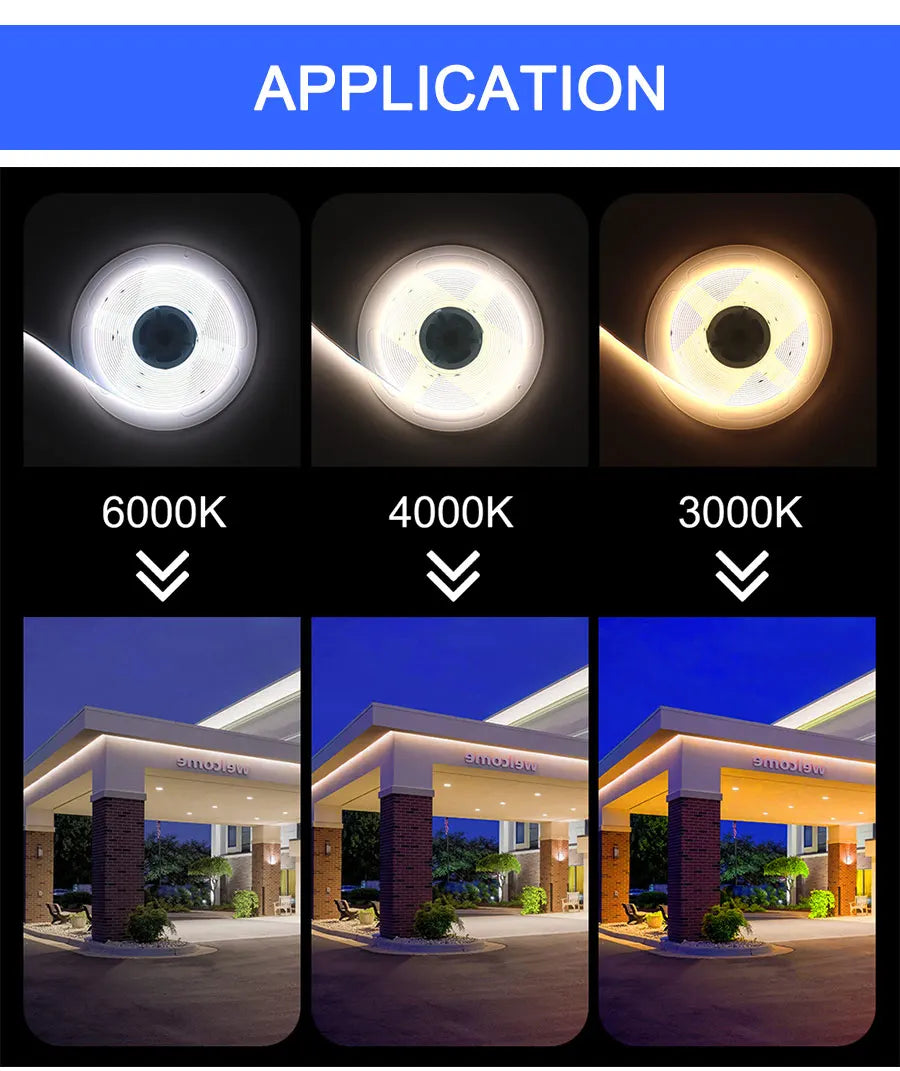FOB COB LED Strip Lights  Flexible Dimmable LED Tape
