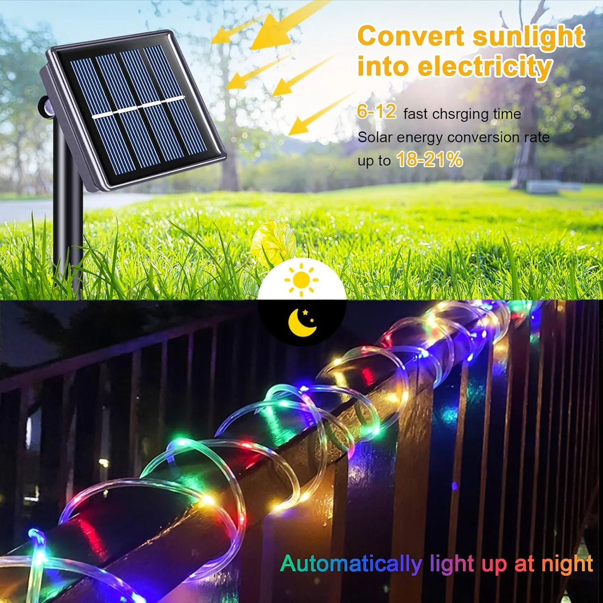 Solar Rope Lights Solar LED Light Path Deck Outdoor Garden Solar String Lights