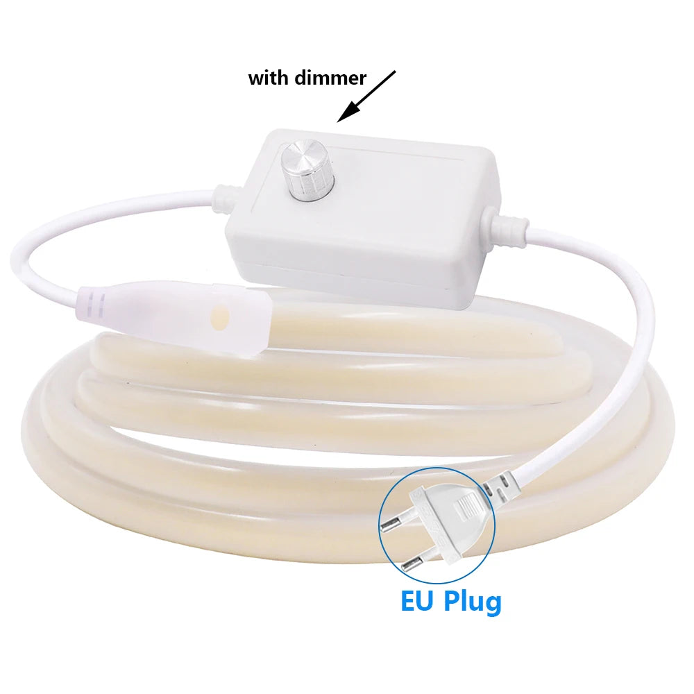 220V Dimmable COB LED Neon Strip Light Dimmer Switch Plug