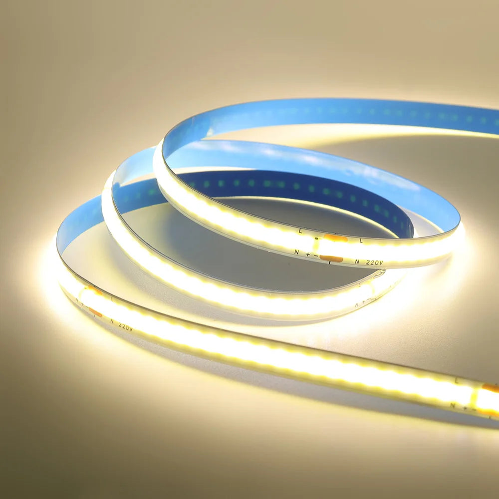220V 110V COB LED 5m 10m 20m 50m Strip Light 2pin Power Kit