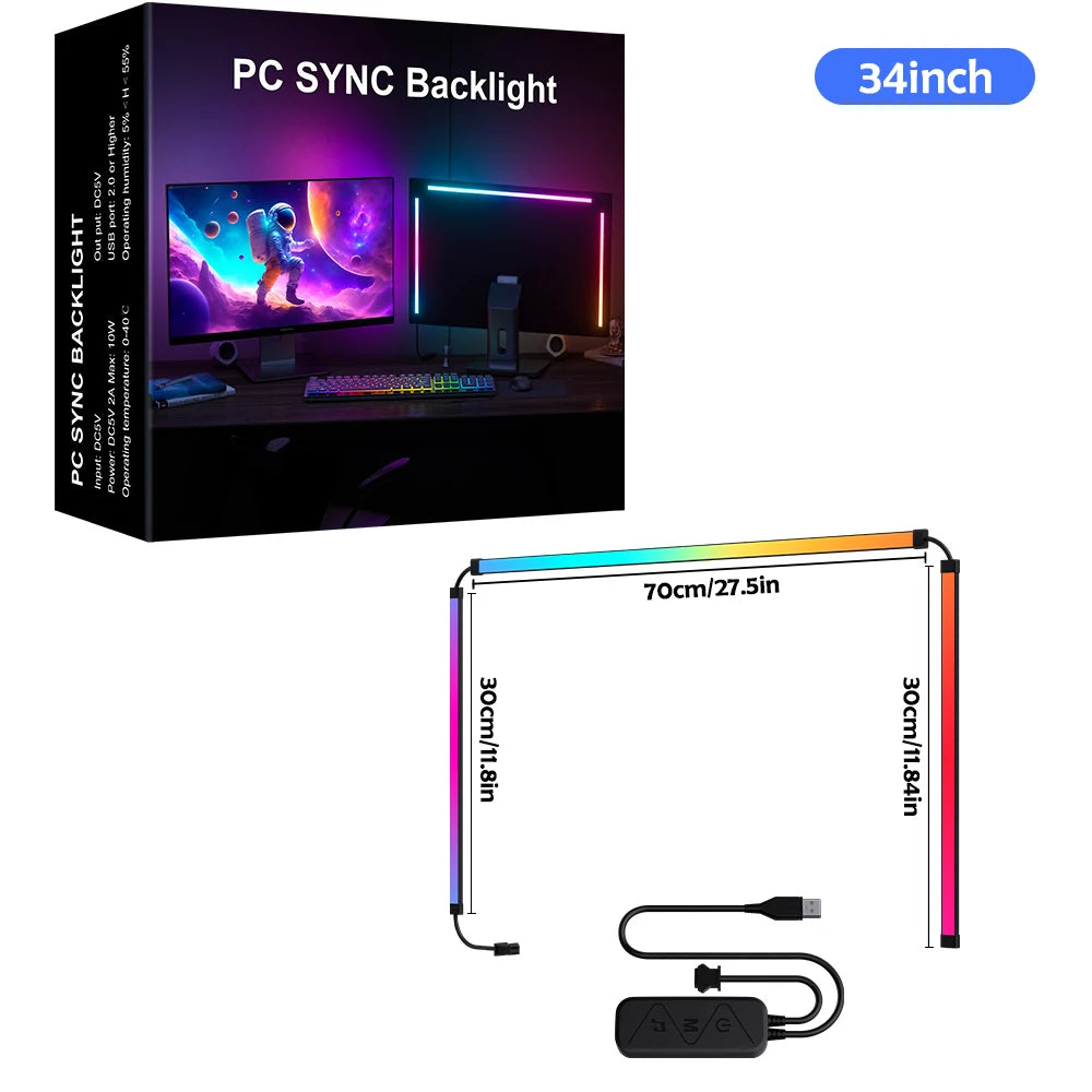 RGB Gaming Sync Light Strip Computer Monitor Light