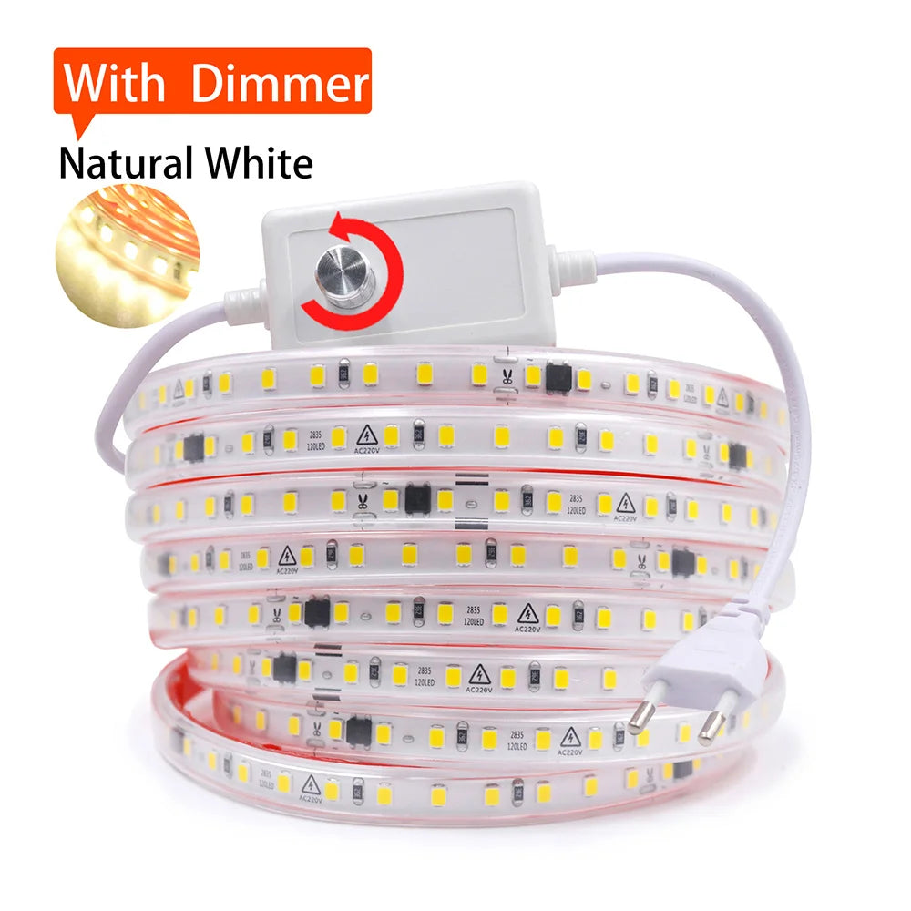 Dimmable 220V 2835 Led Strip Light with Dimmer Switch Adhesive Tape