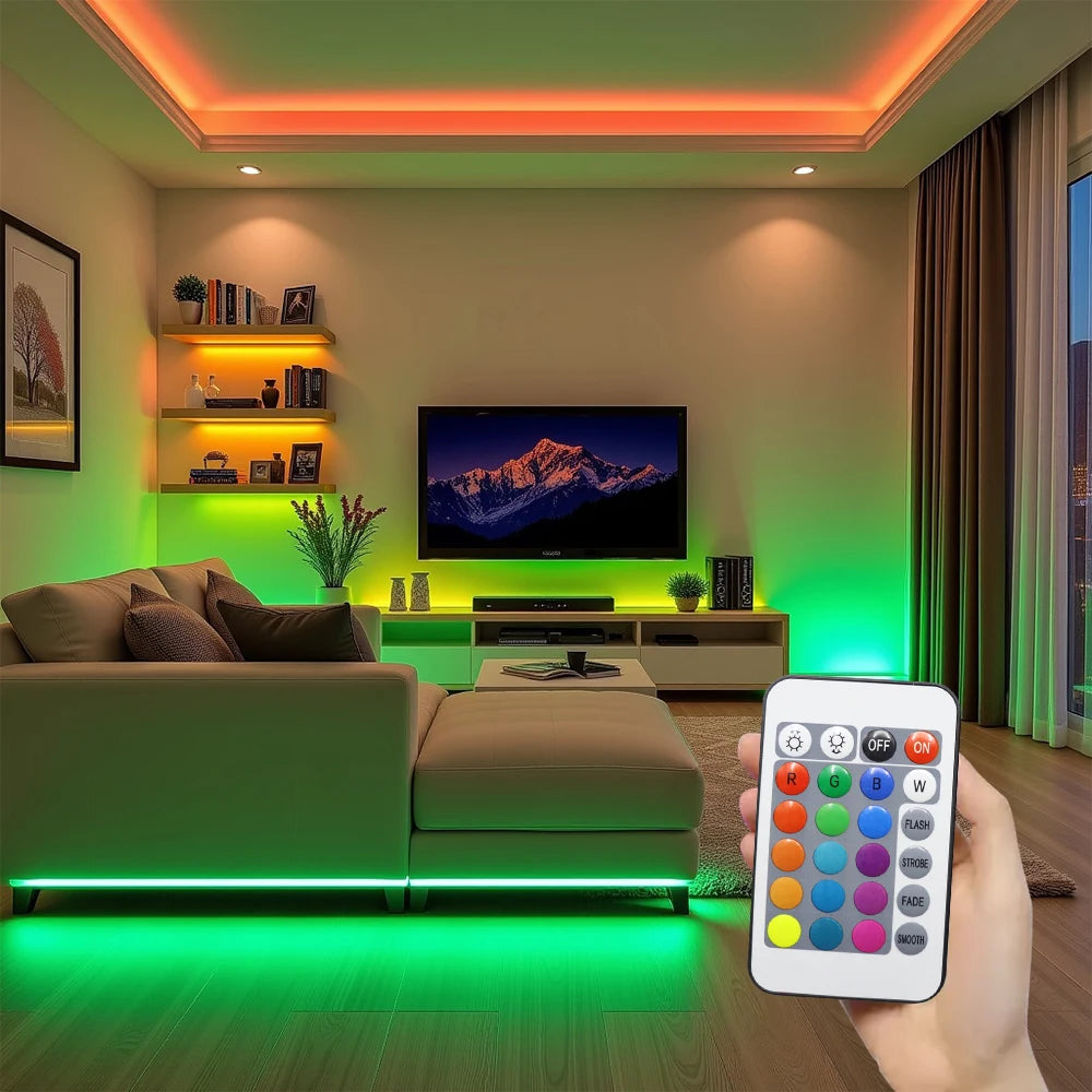 A Roll of Rgb Color-Changing Cob Led Strip Lights with No Light Spots