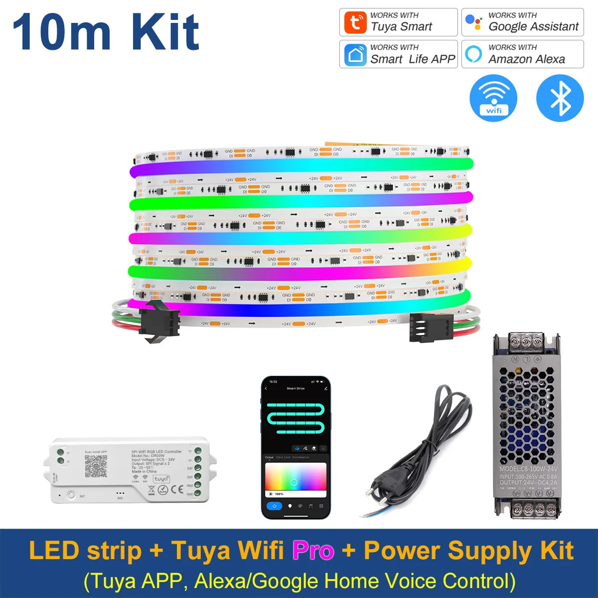Tuya Wifi RGB-IC COB LED Strip Dream RGB Color Smart Life