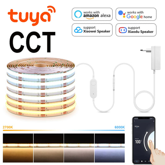 608LEDs/M CCT Wifi COB LED Strips Dual White room decor