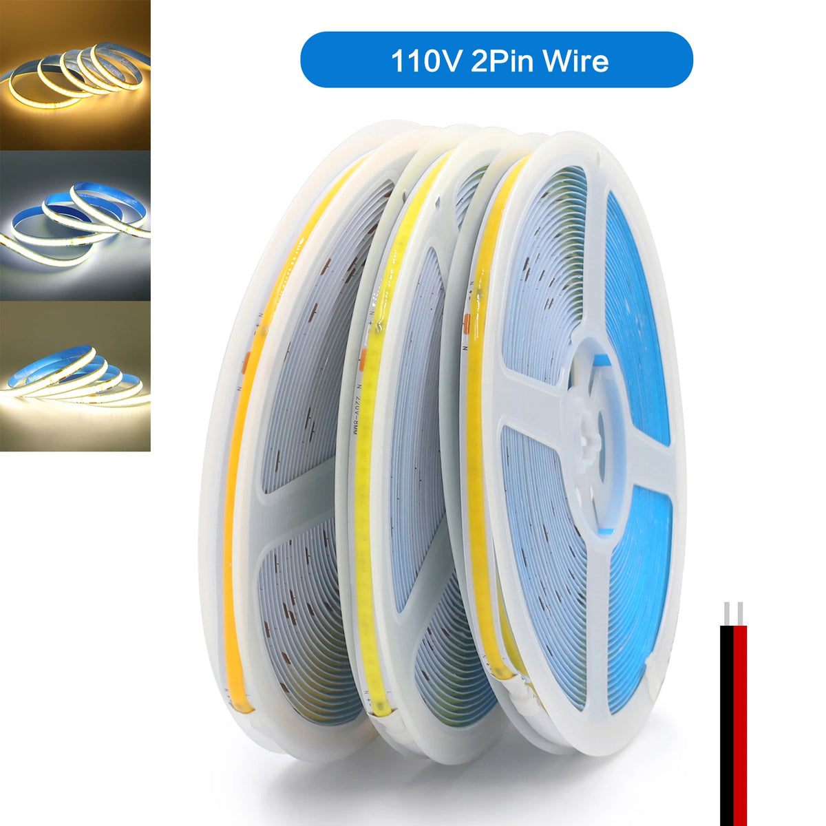 20m 15m 10m COB LED Strip Light 110V 220V 240LEDs/m CRI90 High Density Flexible