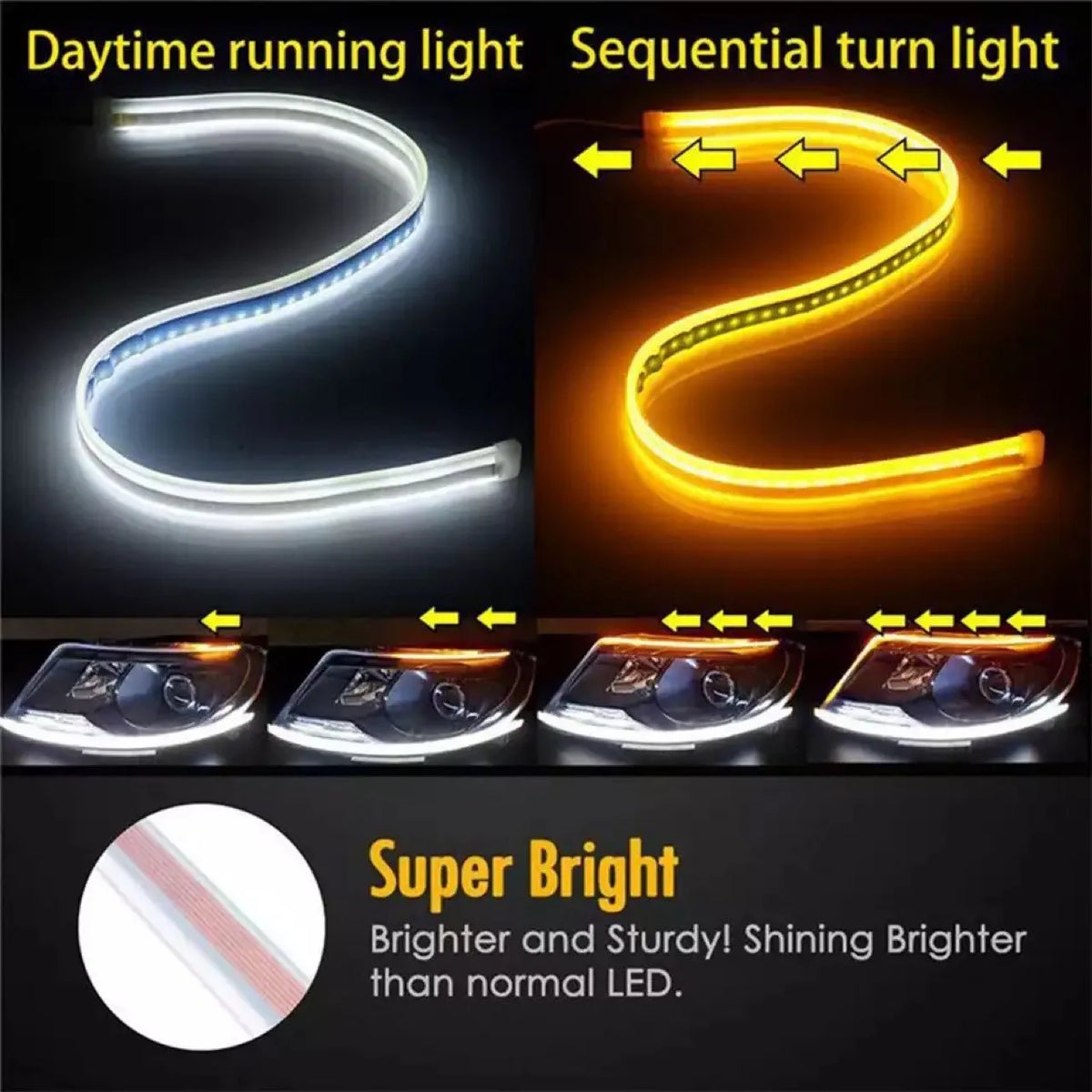 LED Car Daytime Running Lights Flexible Waterproof Strip