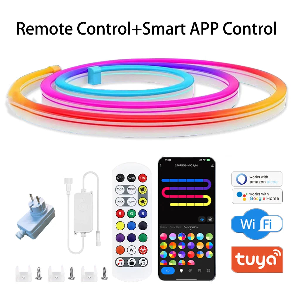 TUYA WIFI LED Neon Strip Lights RGBIC Waterproof Voice Control