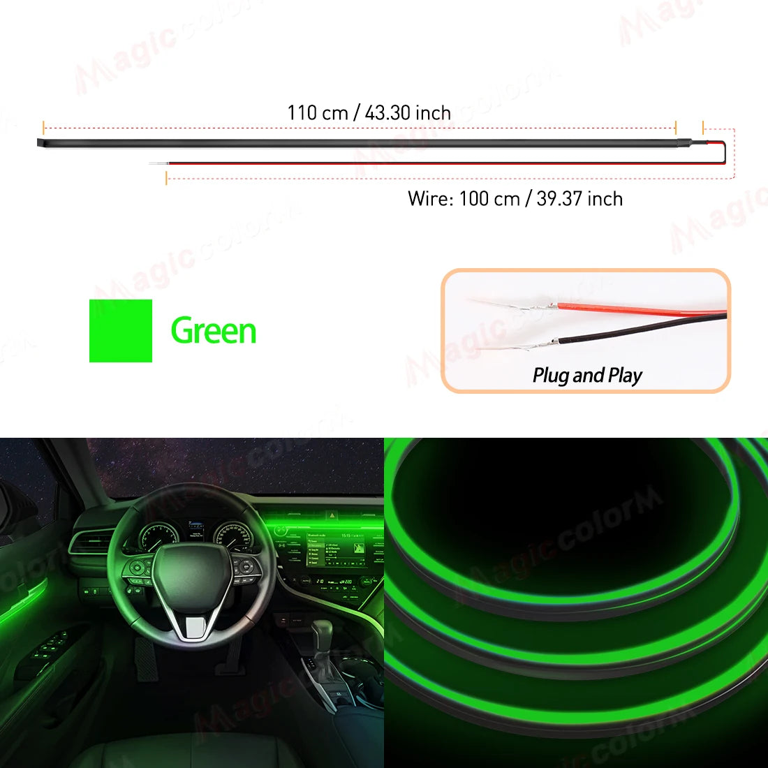 1.1M EL Wire Neon Ambient Light Car Interior Dashboard LED