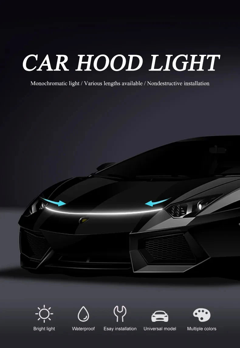 12V Scan Starting Led Car Hood Light Strip Decorative Strips Car