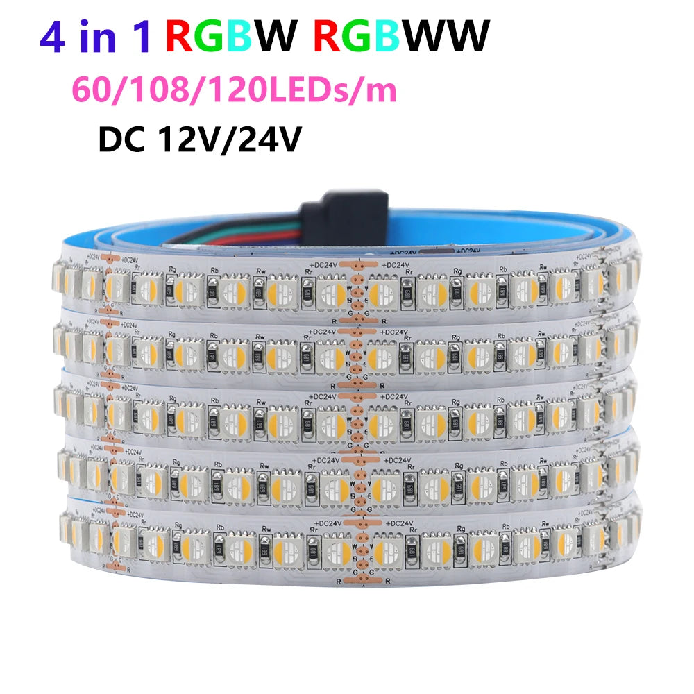 RGBWW RGBW LED Strip 12V 24V 60/108/120LEDs For Room Decoration
