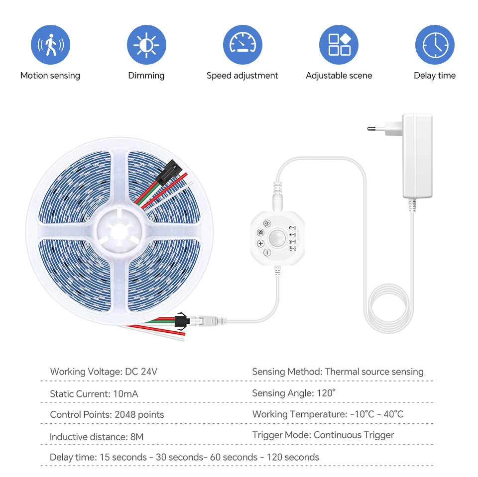 Smart Motion Sensor WS2811 LED Strip Light Auto On/Off