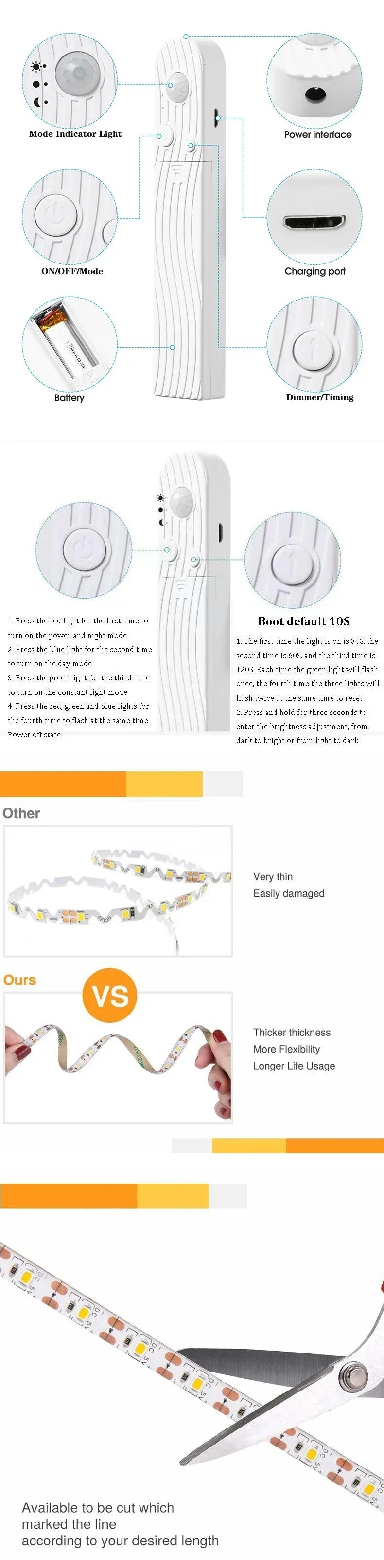 LED Strip Light Touch Sensing Flexible Lights Tape
