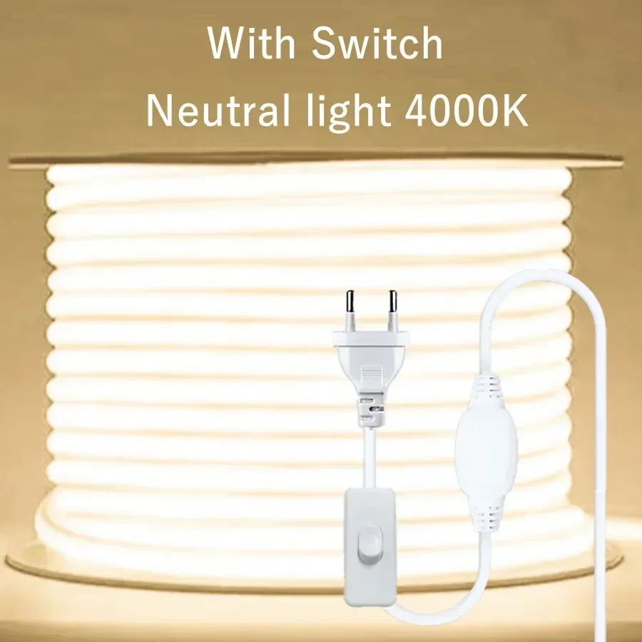 1-30M 220V COB LED Lamp Strip 288LEDs/m RA90 Outdoor IP65