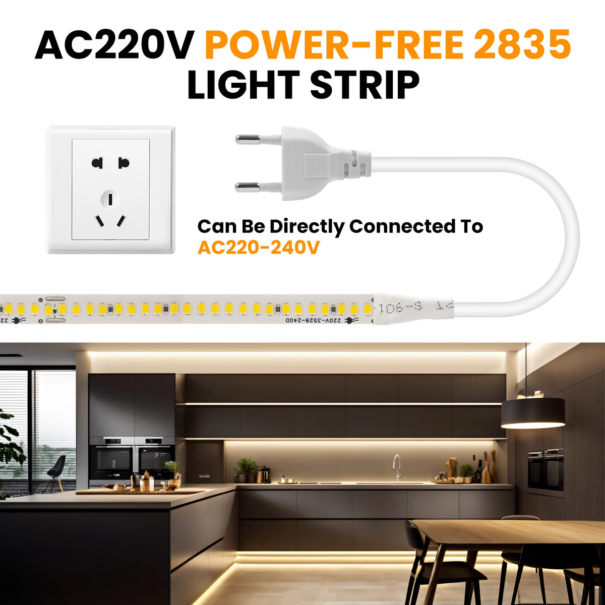 LED Strip Lights 220V 110V with EU US Plug High Bright