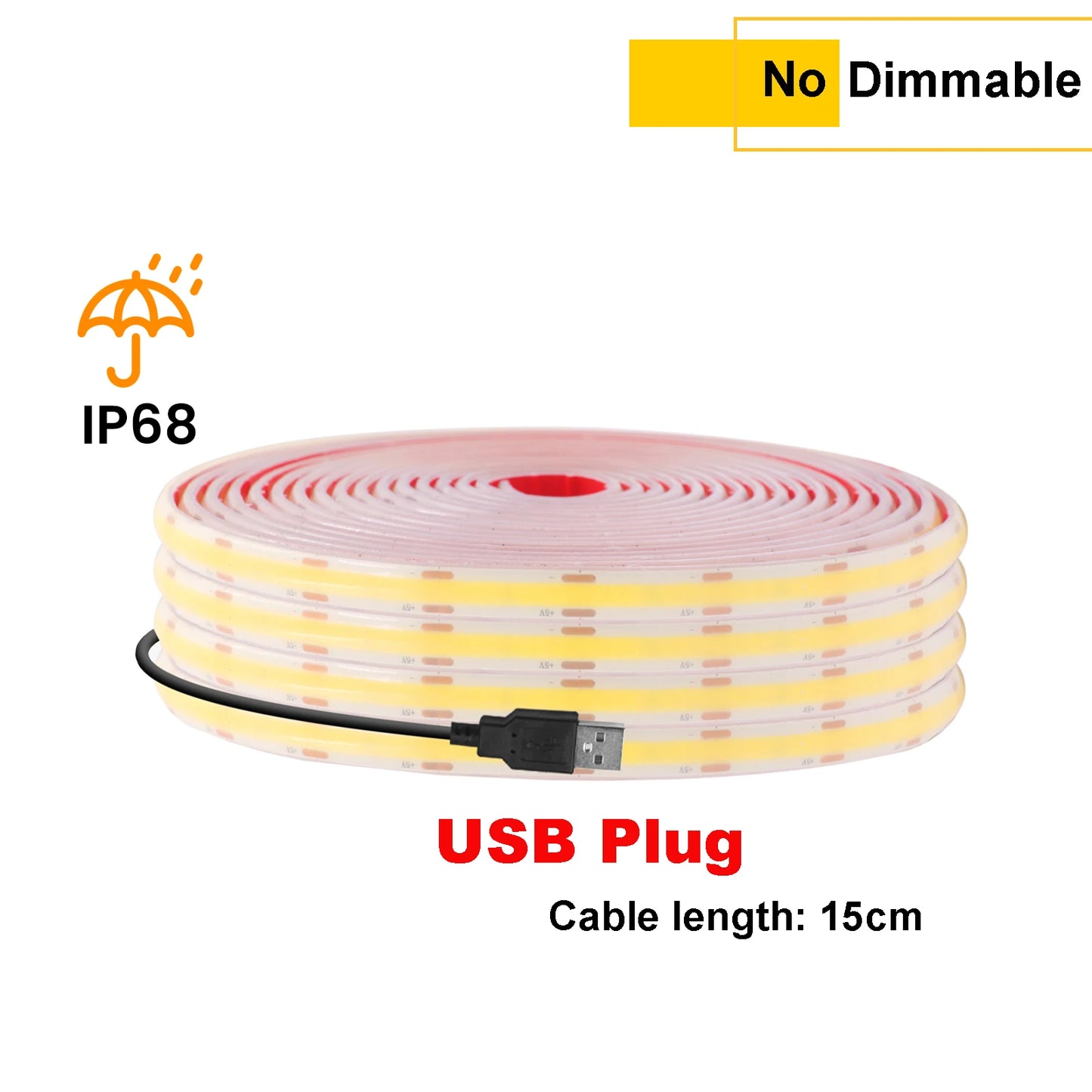 IP68 Waterproof USB COB LED Strip Light 5V 320LEDs