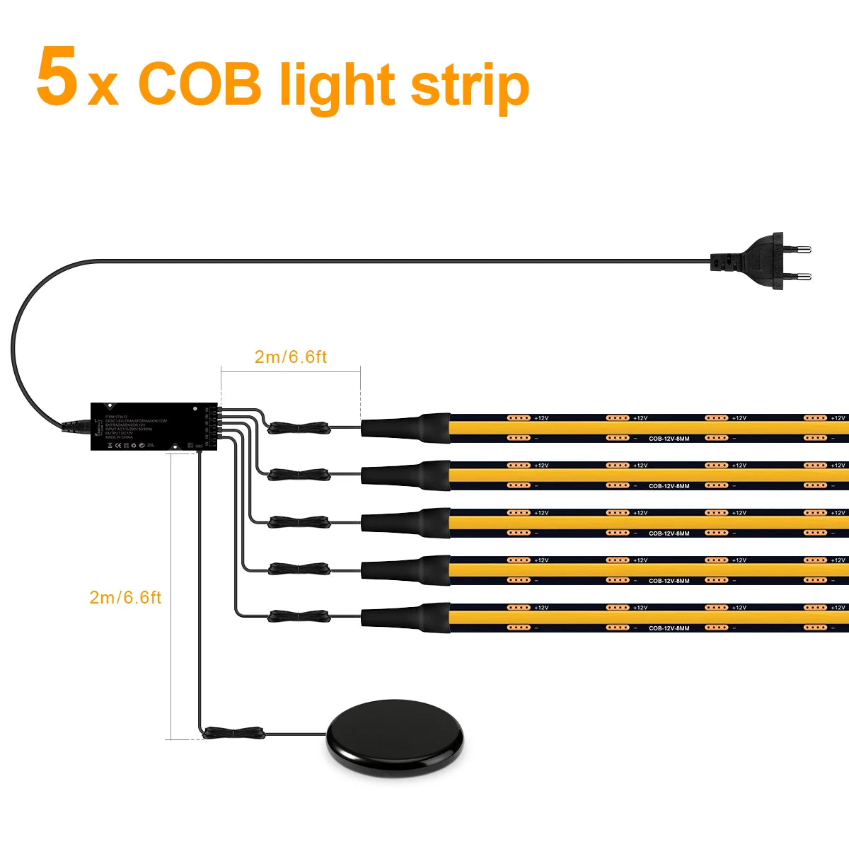 Touch Dimmable Black PCB LED Strip Light COB Tape
