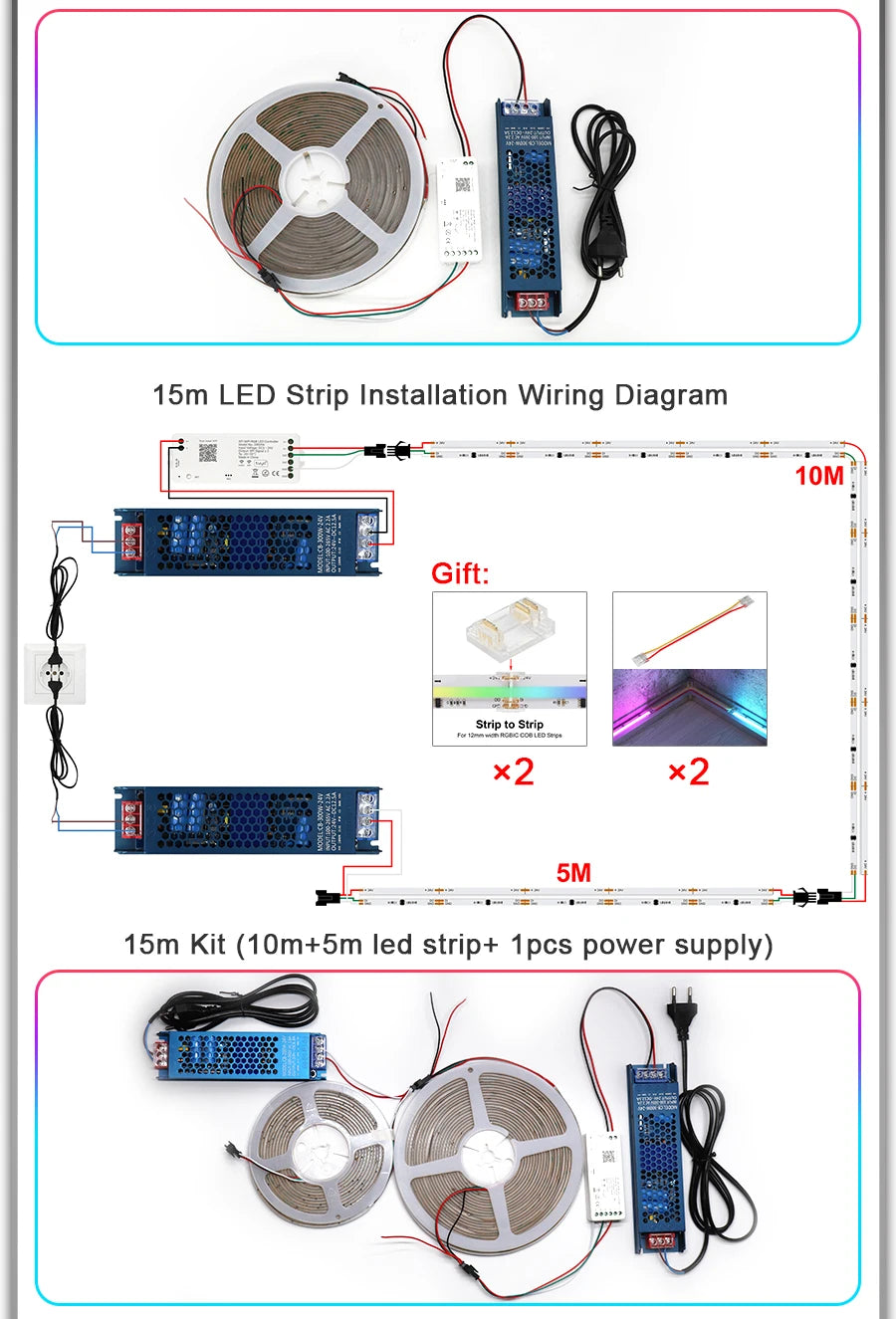 RGB-IC COB LED Strip with Tuya Wifi Controller LED Tape