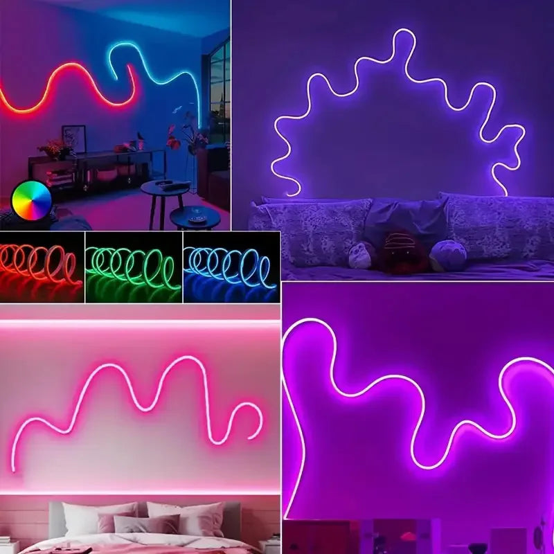 EU Plug DC24V 3535 RGB Neon LED Strip Bluetooth Music Sync