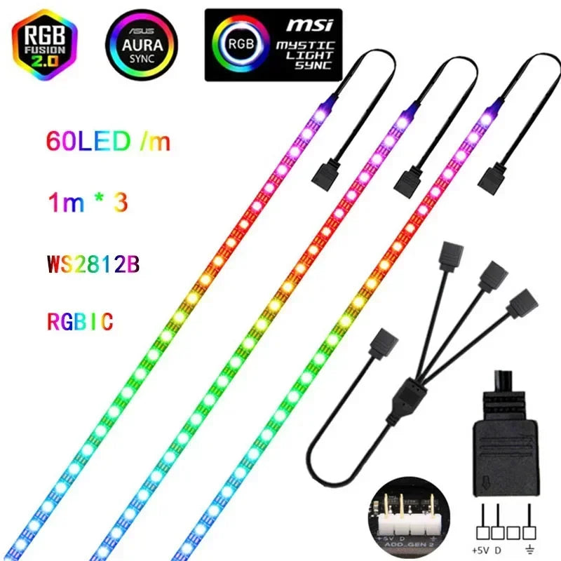 WS2812b ARGB LED Strip Light Addressable Rainbow Light