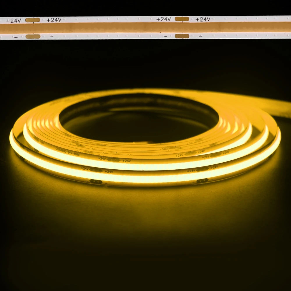 DC 24V Colour COB LED Strip Lights For Room 8mm 480LED/m High Density