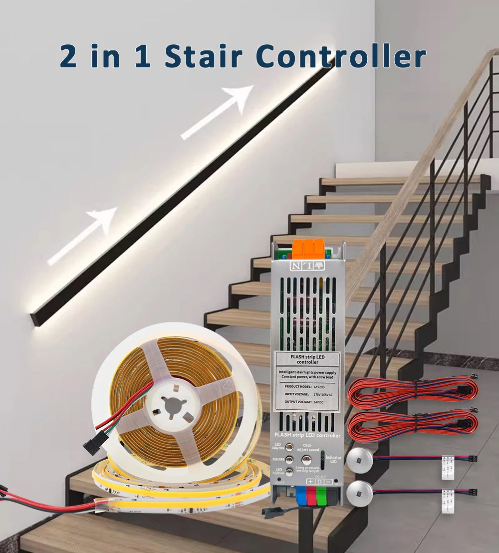 COB Running Water Flow Stair LED Strip Light with  Motion Sensor