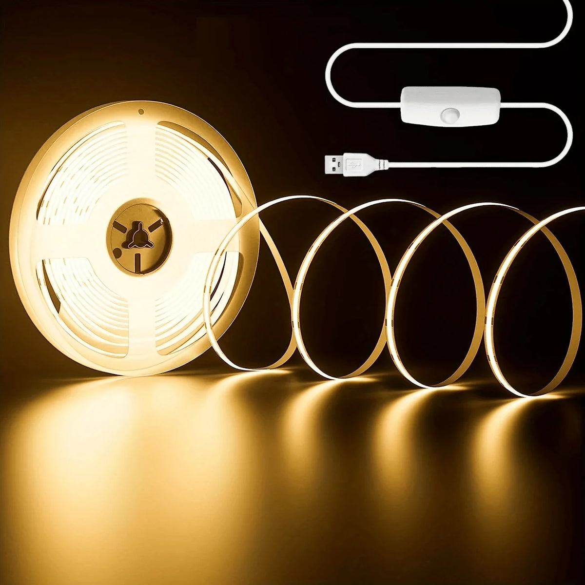 Flexible COB LED Lights Strip with Button Switch USB High Brightness