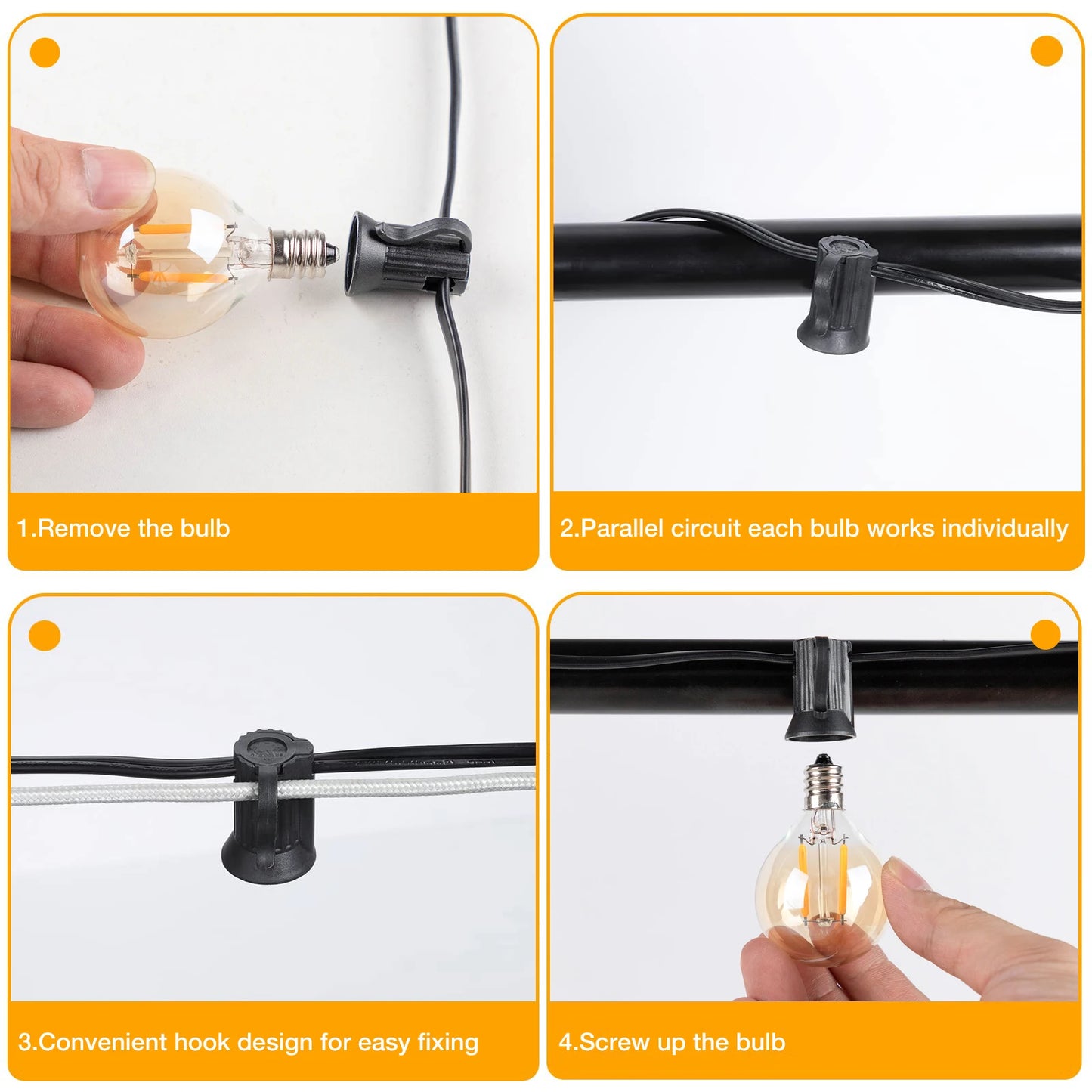 G40 Decoration Outdoor LED String Lights Amber Glass Bulb