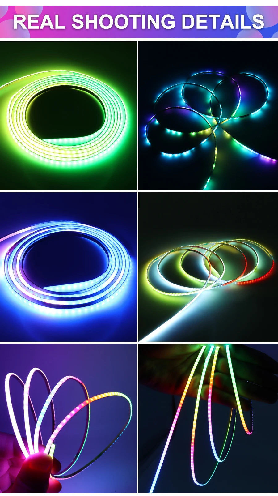 3mm 5mm 5V WS2812B Addressable COB LED Strip