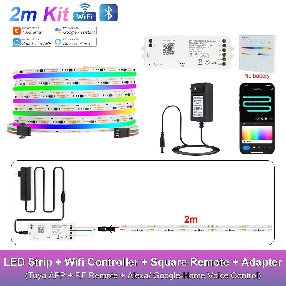 RGB-IC COB LED Strip with Tuya Wifi Controller LED Tape