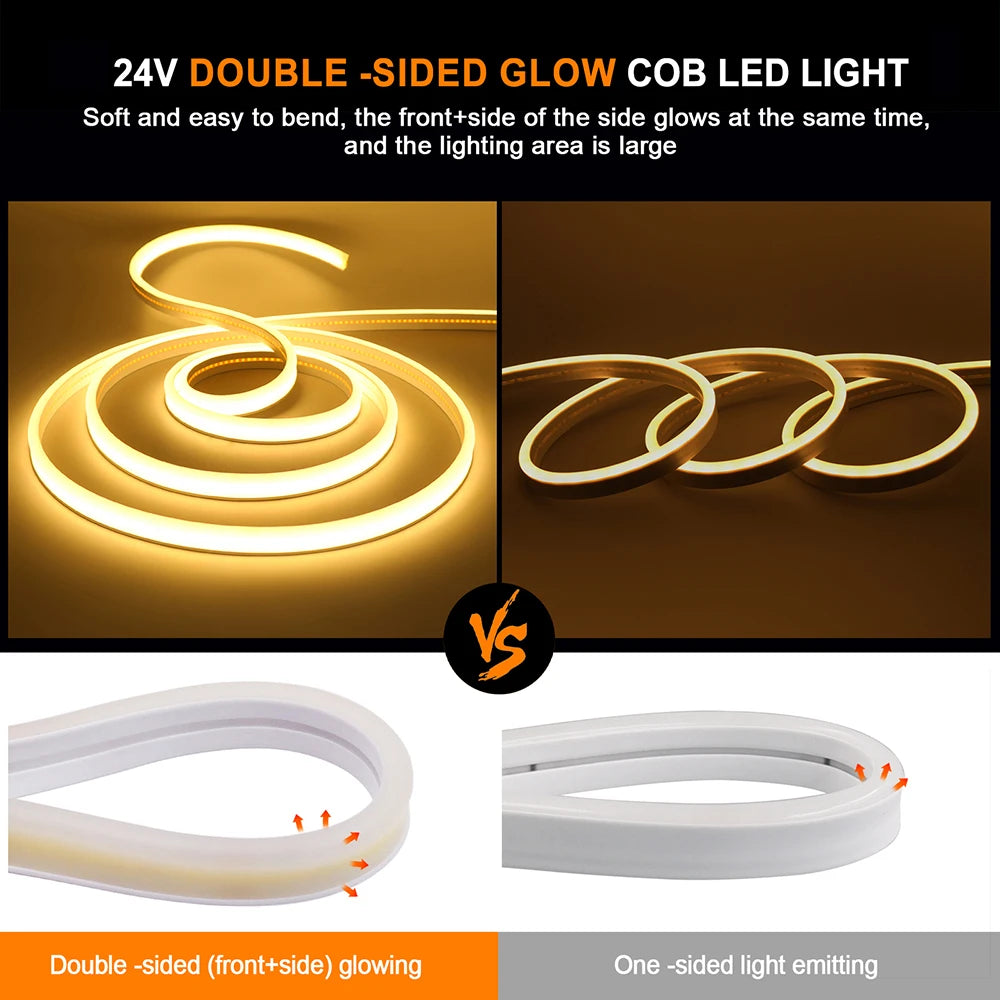 LED Neon Light Strip Solar 24V Waterproof 8 Modes 320LED