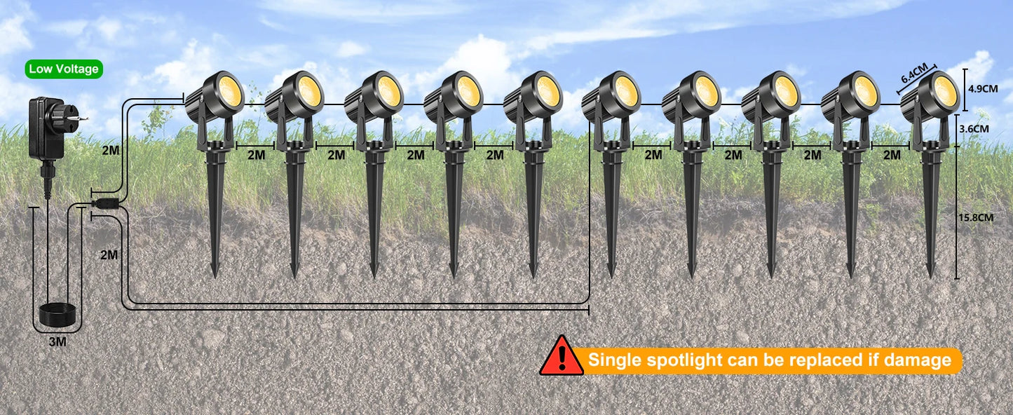 2/4/6/8/10 Lights Low Voltage Landscape Lighting Outdoor Lamp
