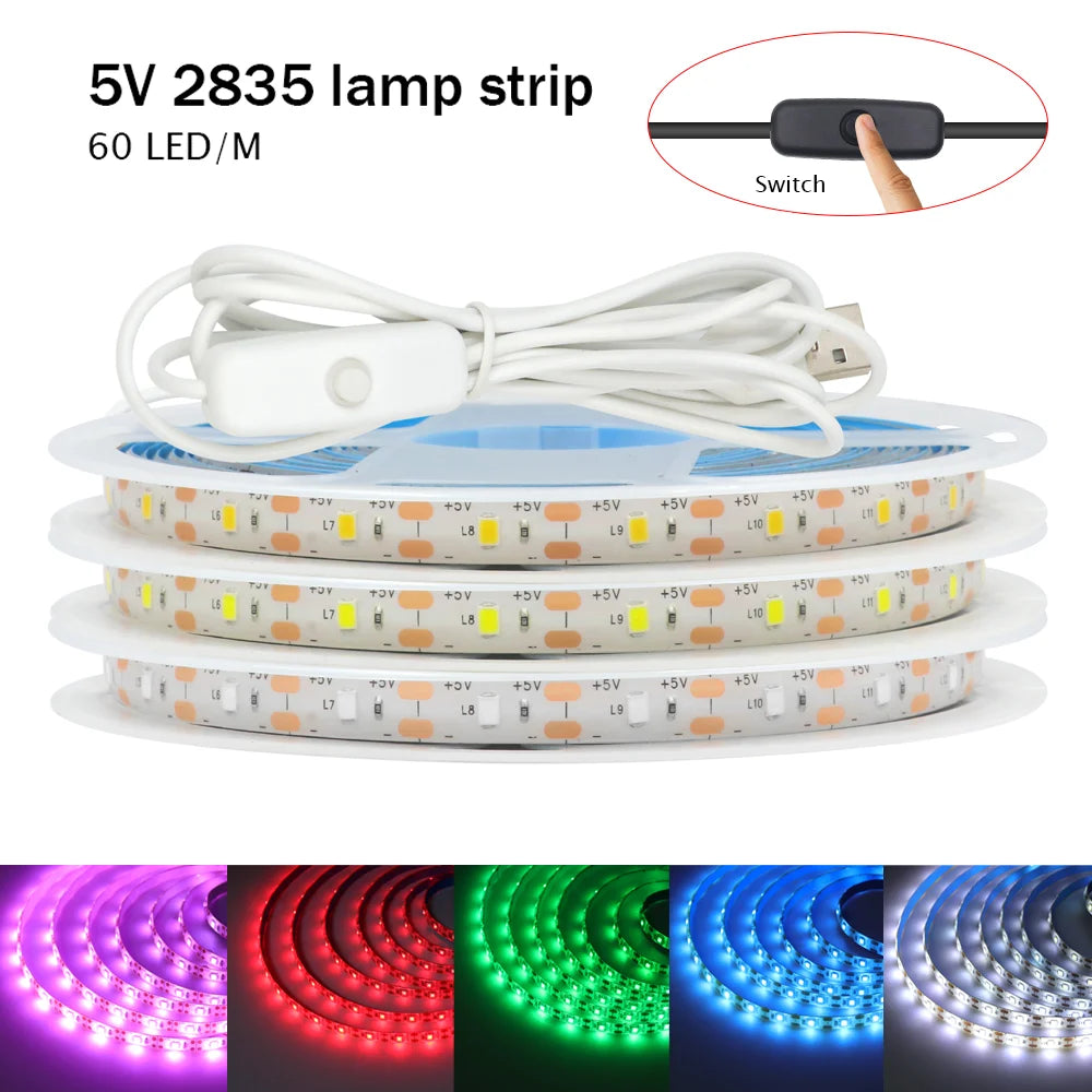 LED Strip Light USB 60Leds/m Flexible Led Tape for Room Decor