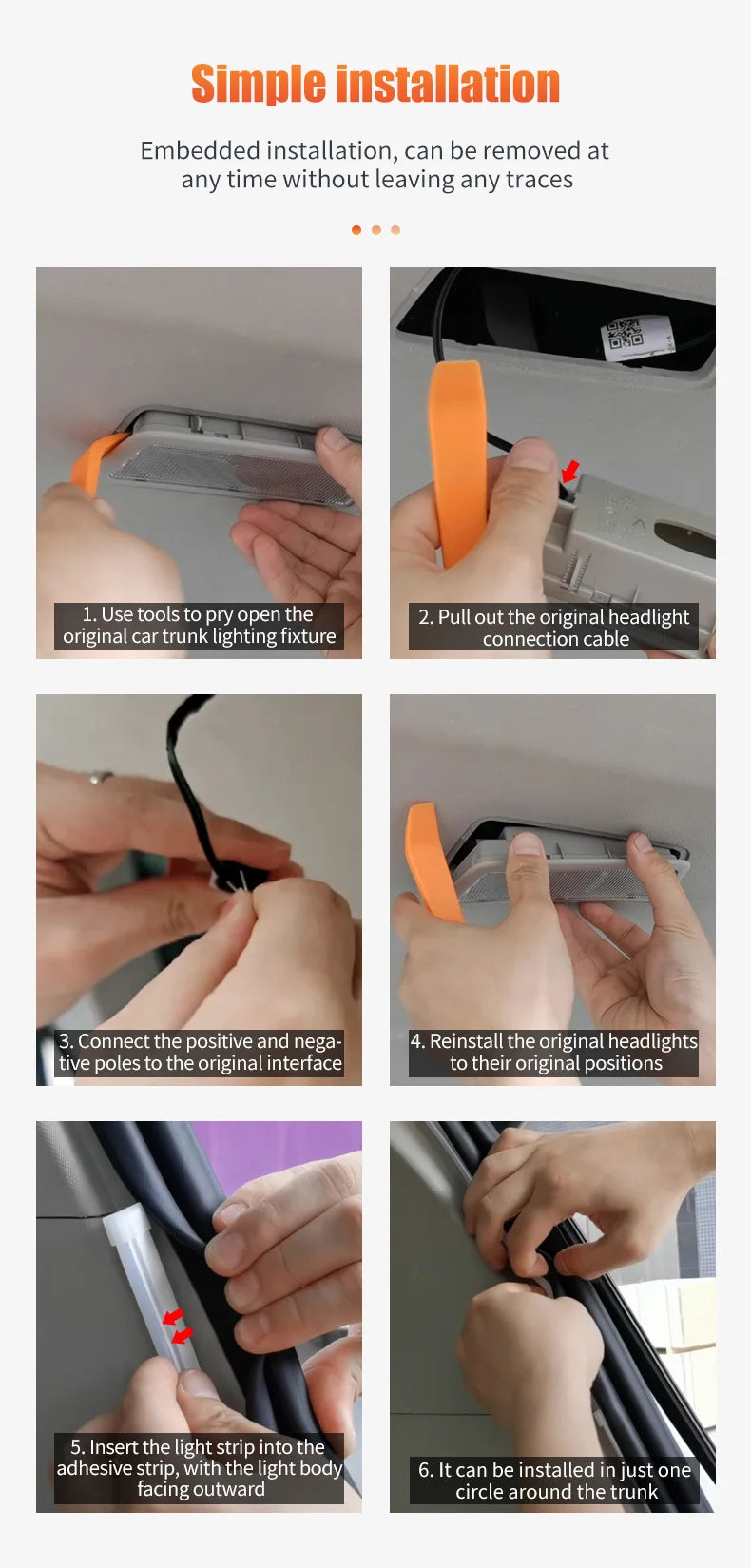 Car Trunk Dynamic Flowing Light Strip On/Off Scanning Trunks