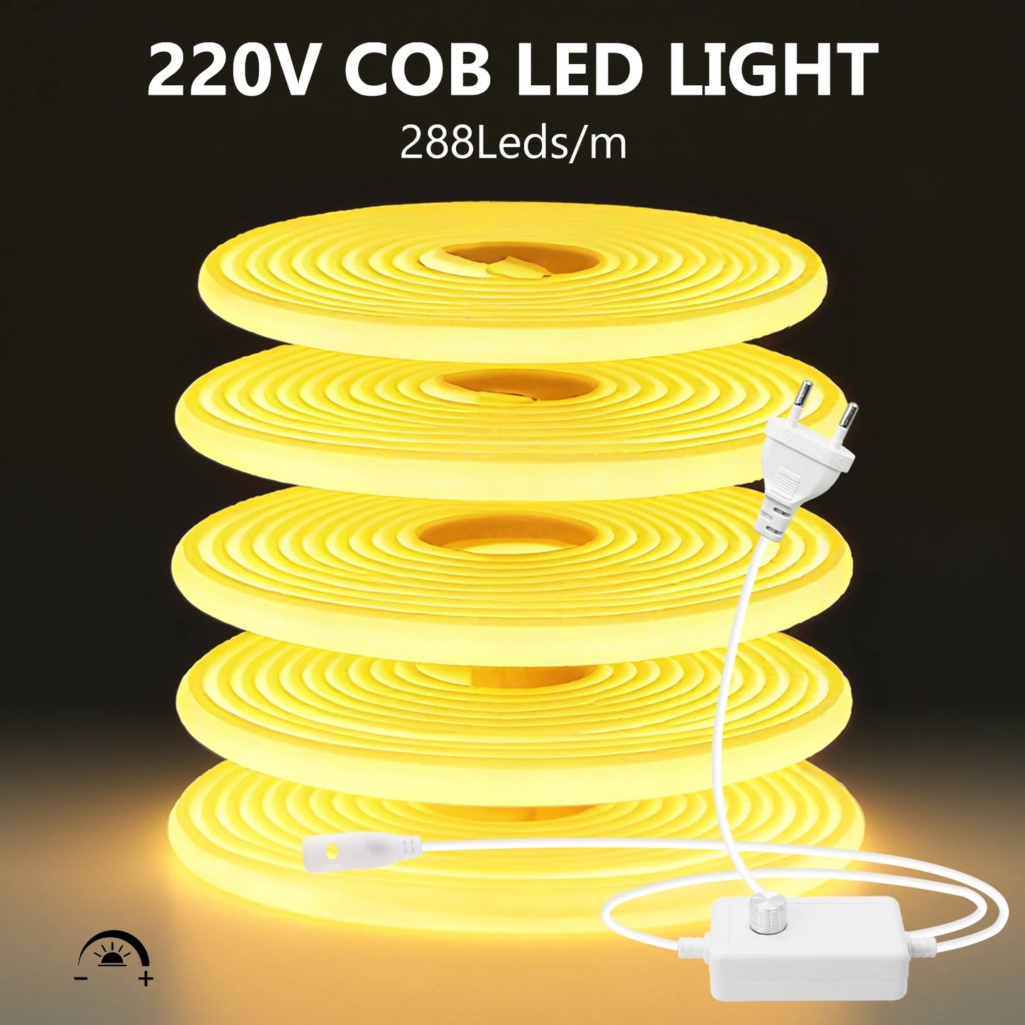 220V COB LED Light Strip IP65 Waterproof Ribbon Tape