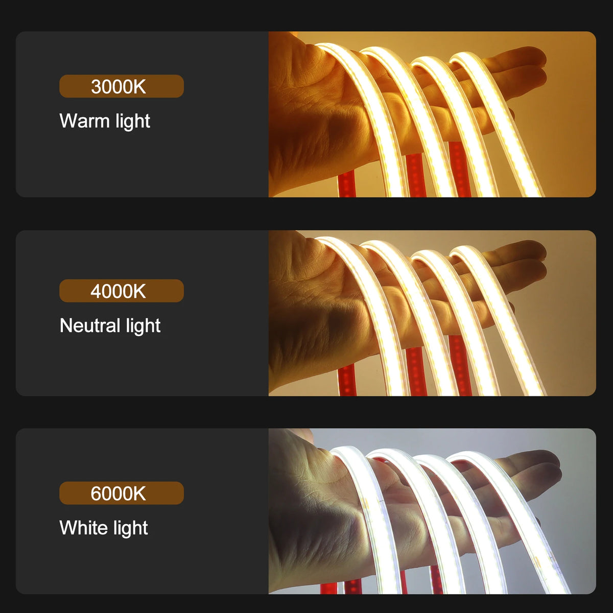 220V COB LED Strip IP65 Waterproof Flexible Tape Light