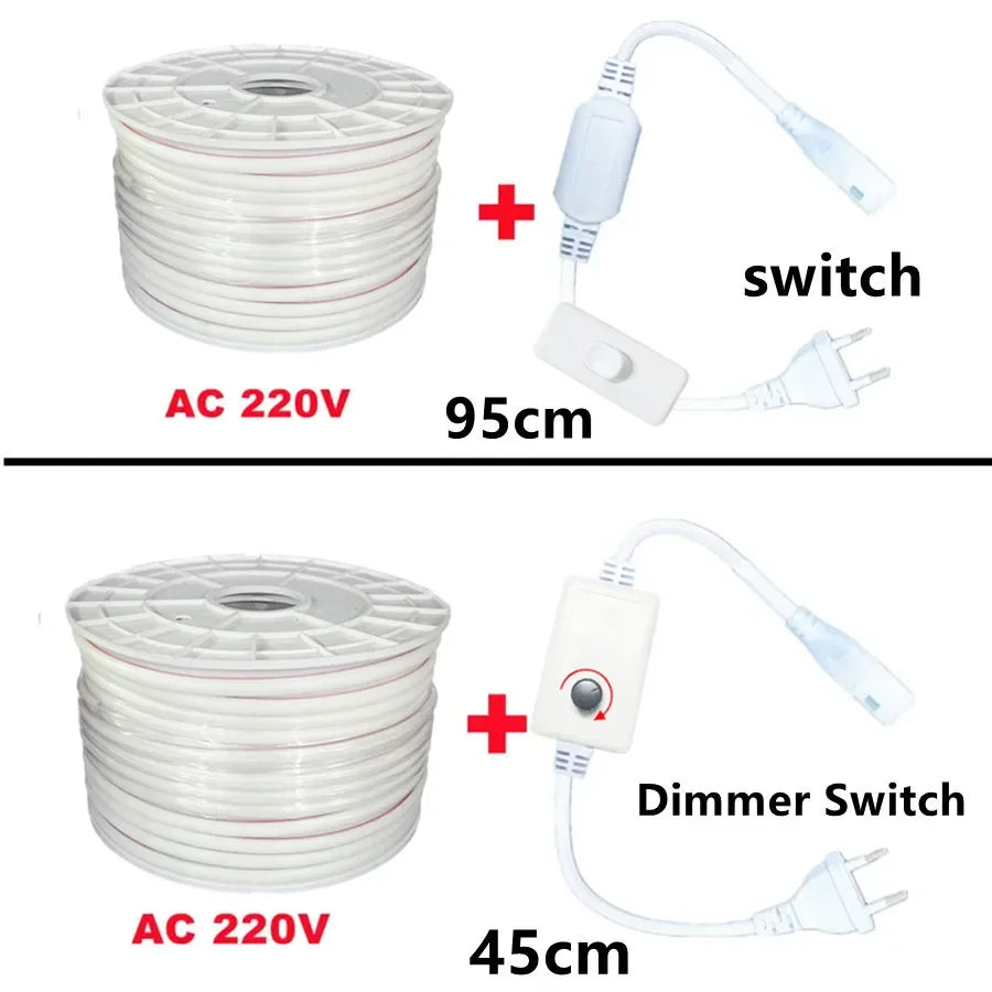 1-30M 220V COB LED Lamp Strip 288LEDs/m RA90 Outdoor IP65