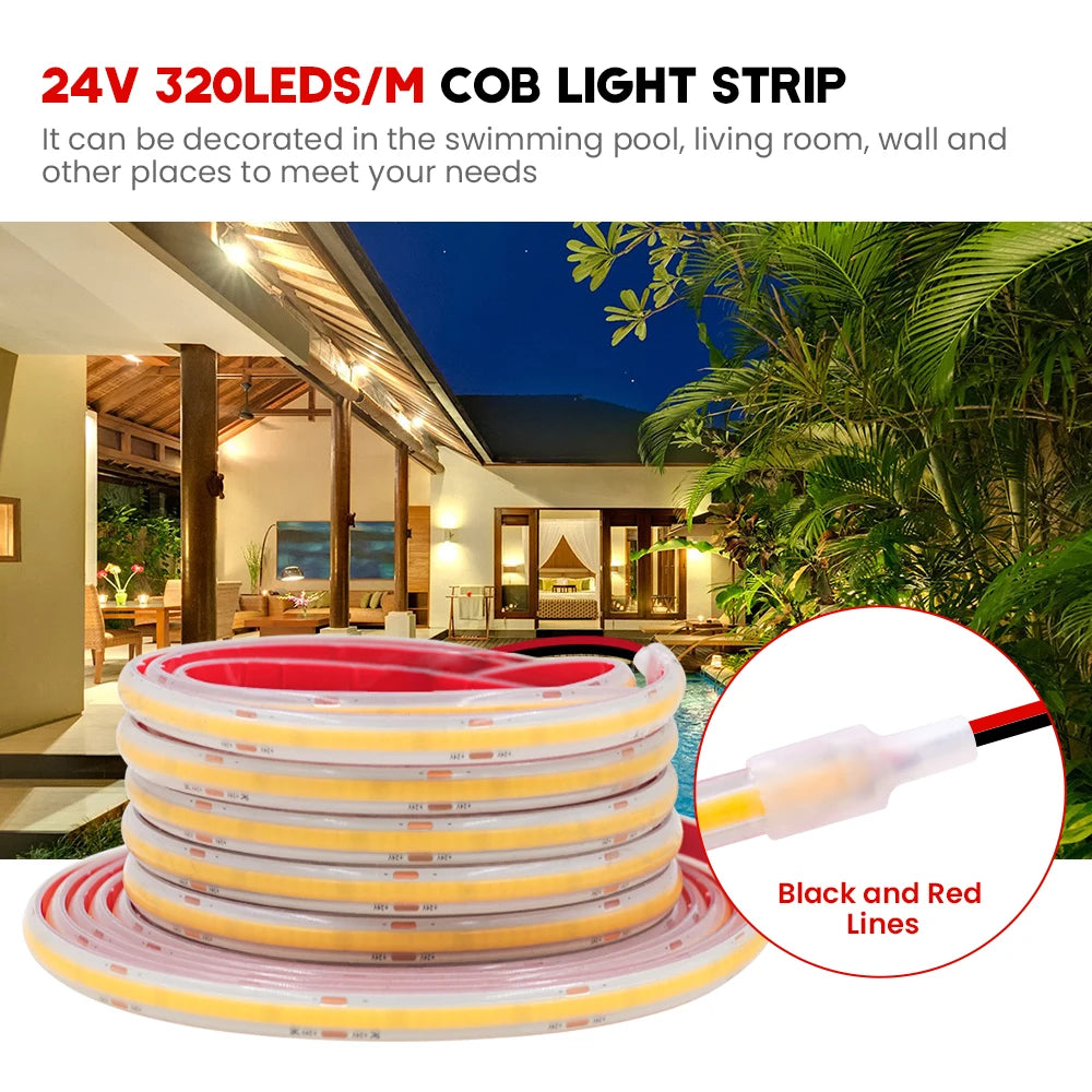 IP68 Waterproof COB LED Strip Lights Ribbon Tape
