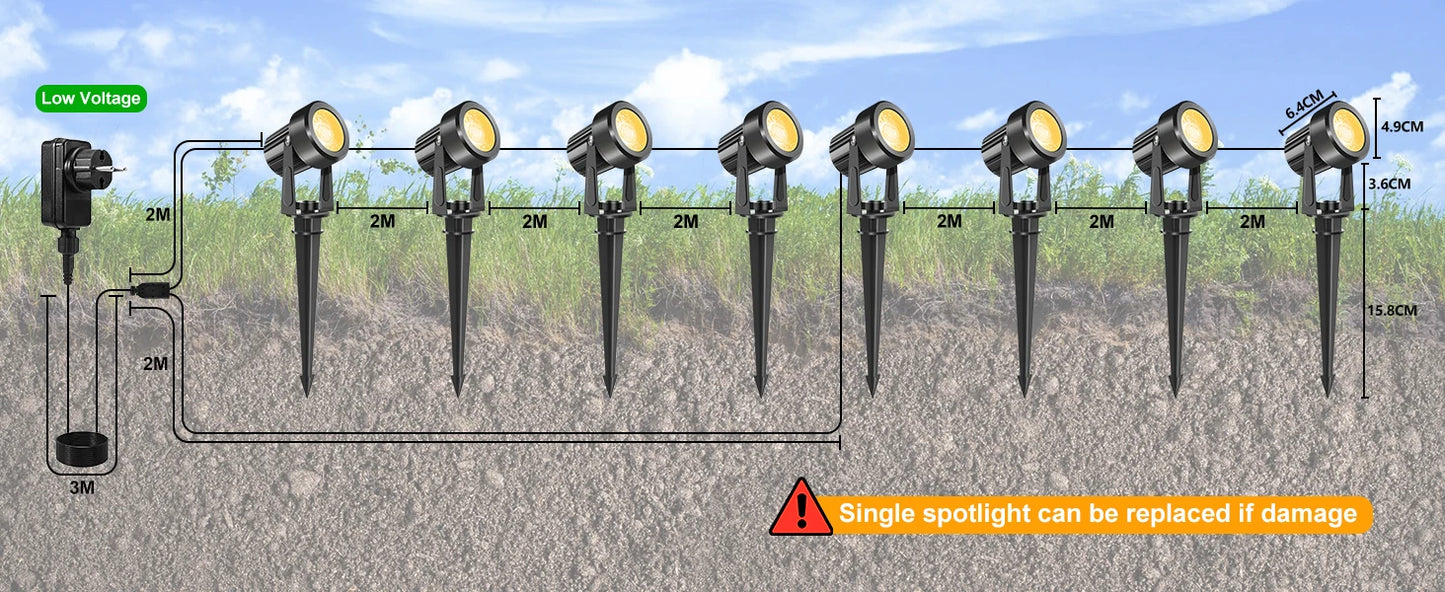 2/4/6/8/10 Lights Low Voltage Landscape Lighting Outdoor Lamp