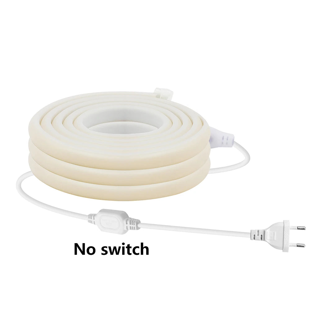 220V COB LED Neon Strip Light Switch ON/OFF EU Plug